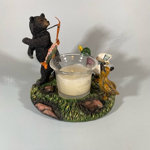 Rivers Edge Bear and Duck Candle Holder - Picture 2 of 7